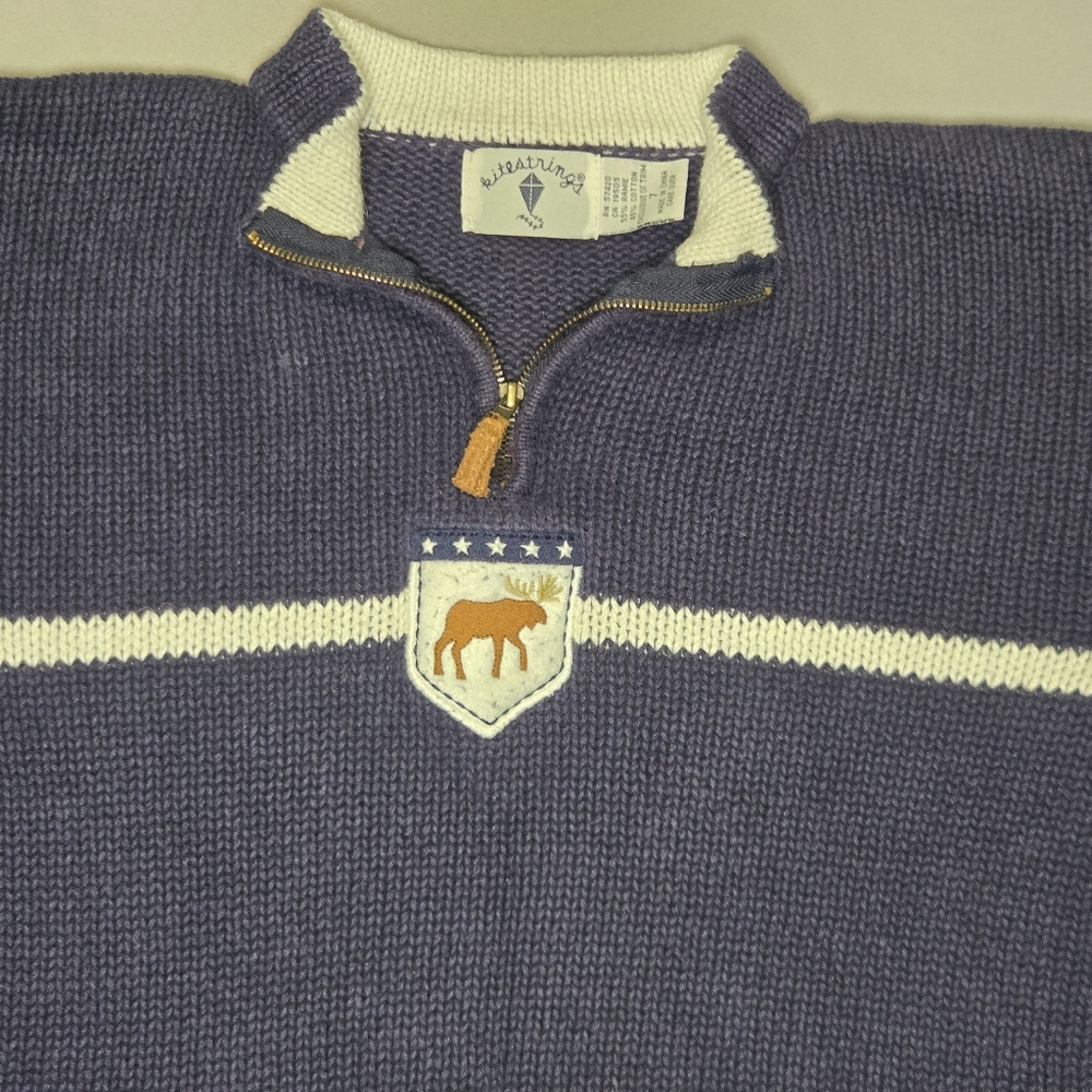 Kitestrings Blue And White Moose Sweater Boys Kids Size7 Comfy Warm Cozy Stylish